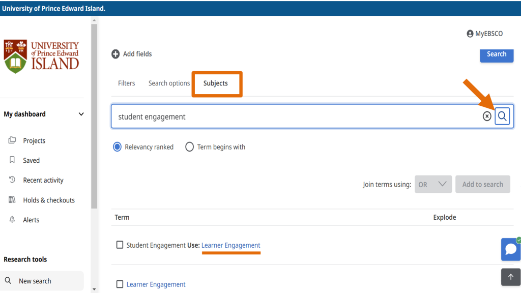 The top search result says "Student Engagement Use: Learner Engagement"